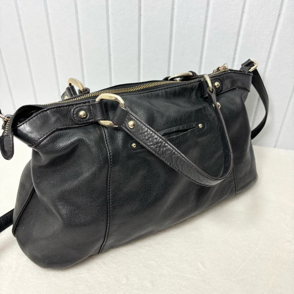 B Makowsky Large Black Genuine Leather Handbag‎ Lombard Satchel